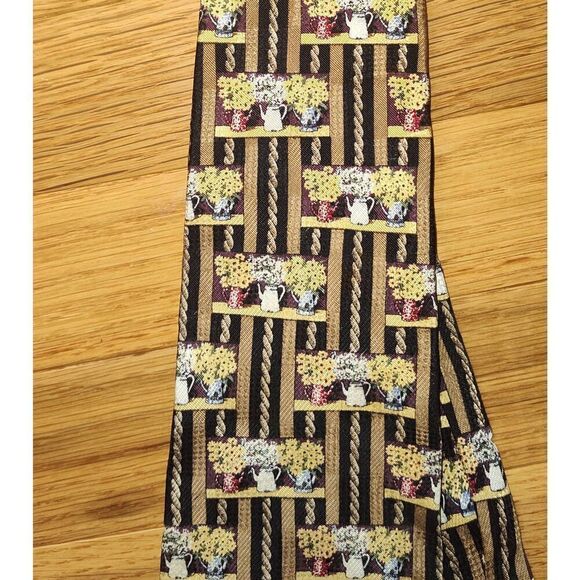 The Bob Timberlake Collection 100% Silk Tie Floral gold black USA - Picture 1 of 8